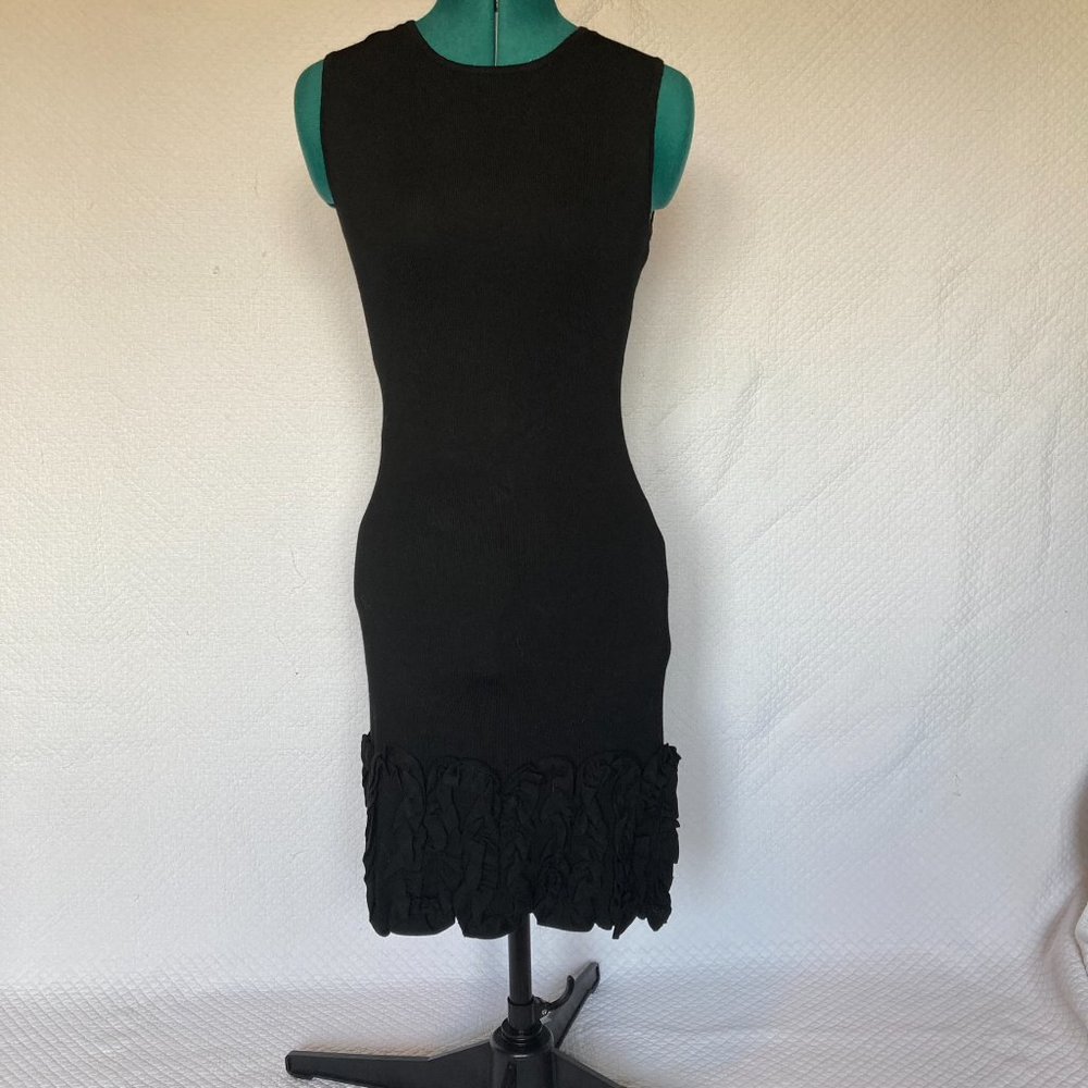 Donna Ricco Black Ruffle Hem Sleeveless Sweater/Knit Dress sz S